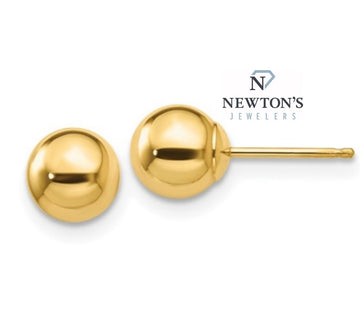 Estate 14kt Yellow Gold 5mm Bead Stud Earrings