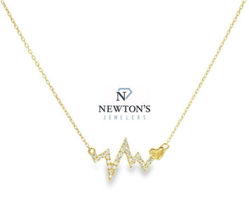 14kt Yellow Gold Diamond Heartbeat Necklace