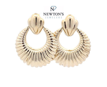 Estate 14kt Yellow Gold Fluted Hoop Earrings