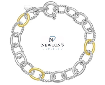 Sterling Silver & 18kt Yellow Gold Cable Link Bracelet
