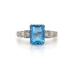 14kt White Gold Blue Topaz and Diamond Ring