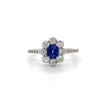 14kt White Gold "Flower" Sapphire and Diamond Fashion Ring