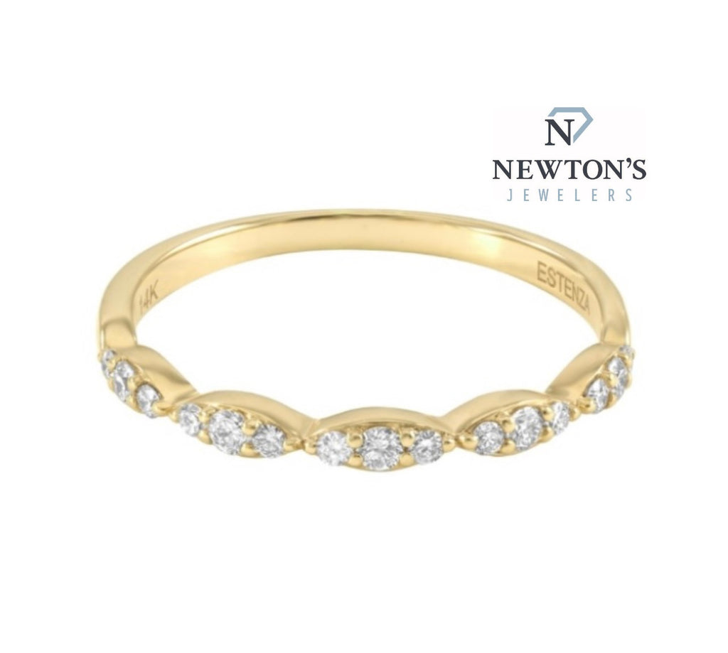 14kt Yellow Gold Diamond Scalloped Band