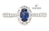 14kt White Gold Oval Sapphire and Diamond Halo Ring