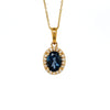 14kt Yellow Gold Blue Topaz and Diamond Pendant with Chain