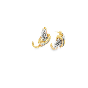 Estate 10kt Yellow & White Gold Diamond Knot Earrings