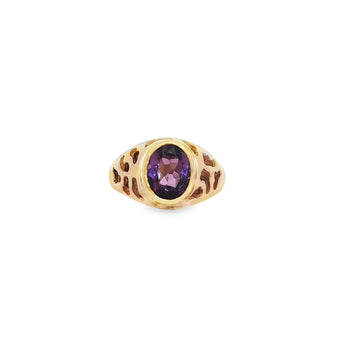 Estate 14kt Yellow Gold Oval Amethyst Ring