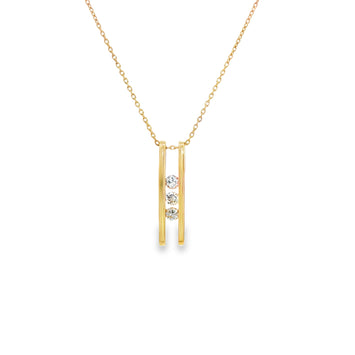 14kt Yellow Gold Three Diamond Bar Pendant Necklace