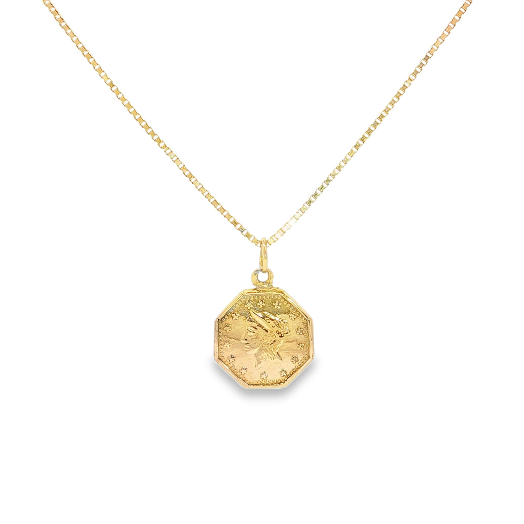14kt Yellow Gold Liberty Coin Pendant Necklace