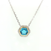 Sterling Silver & 18kt Yellow Gold Blue Topaz Hexagon Pendant