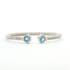 Sterling Silver & 18kt Yellow Gold Blue Topaz Cable Cuff Bracelet