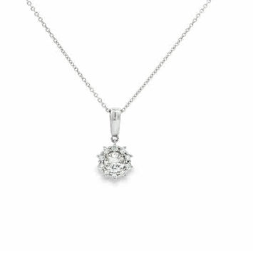 14kt White Gold Diamond Halo Pendant Necklace