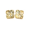 14kt Yellow Gold Diamond Fluted Clover Ear Studs