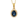 14kt Yellow Gold Blue Topaz and Diamond Pendant with Chain