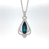 14kt White Gold Diamond and Tourmaline Pendant with Chain