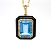 14kt Yellow Gold Blue Topaz & Enamel Pendant Necklace