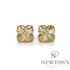 14kt Yellow Gold Diamond Fluted Ear Studs