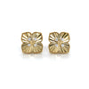 14kt Yellow Gold Diamond Fluted Clover Ear Studs