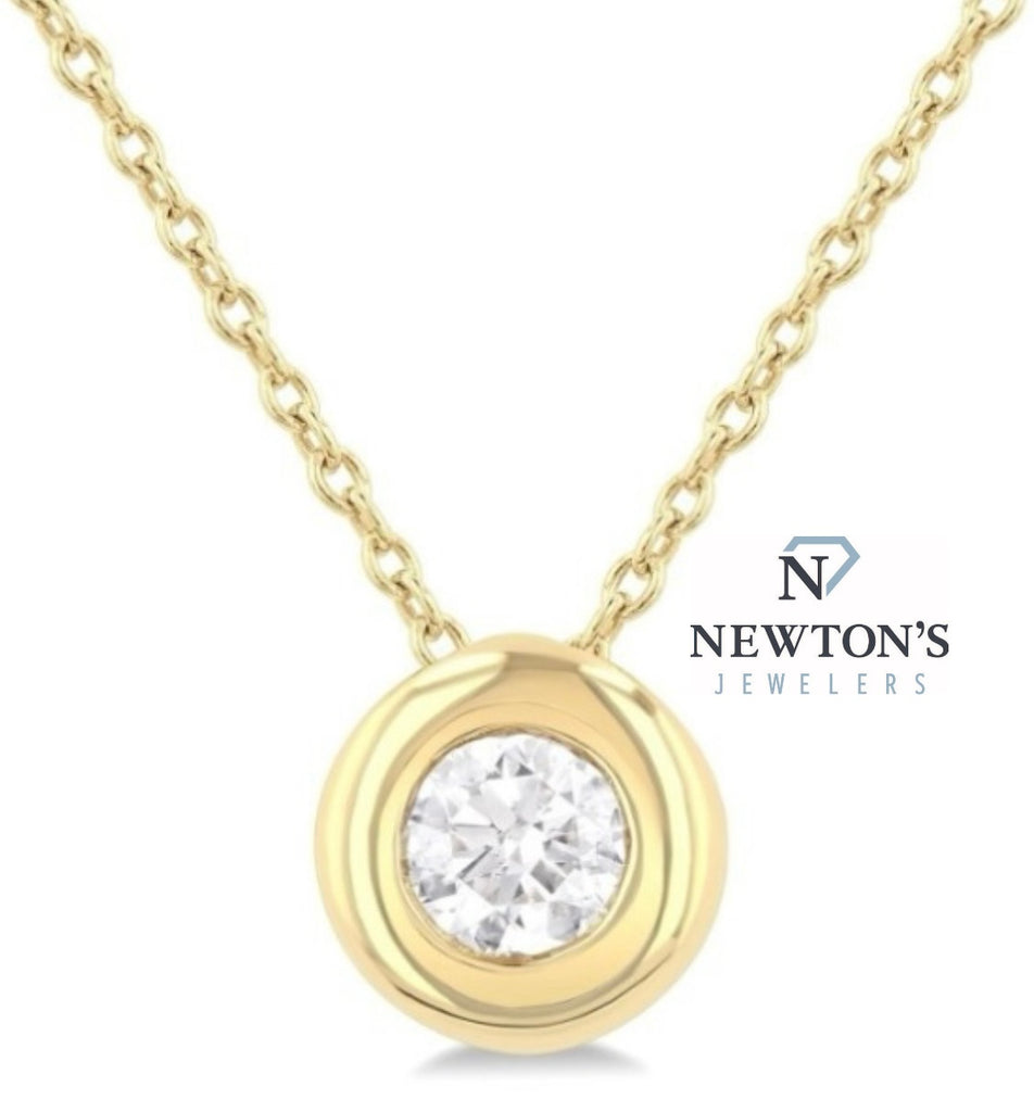 14kt Yellow Gold Round Diamond Bezel Pendant