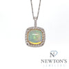 14kt White Gold Opal and Diamond Pendant