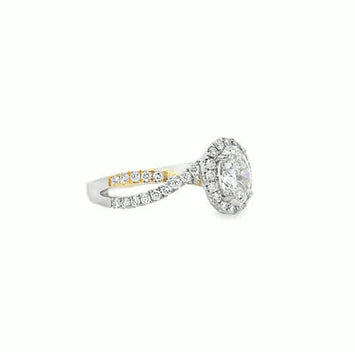 14kt Two-Tone Gold Oval Diamond Halo Engagement Ring