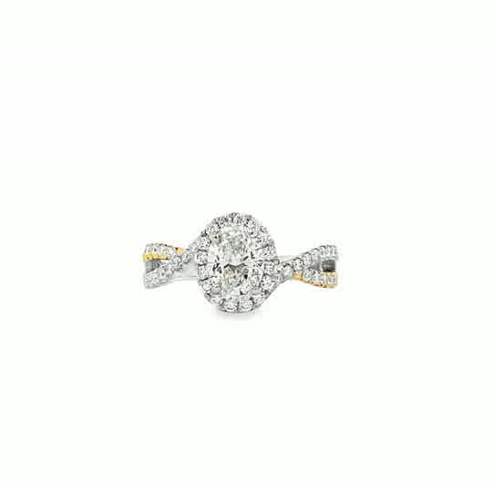 14kt Two-Tone Gold Oval Diamond Halo Engagement Ring