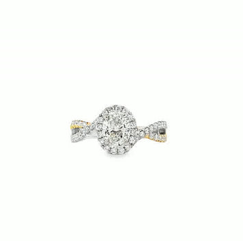 14kt Two-Tone Gold Oval Diamond Halo Engagement Ring