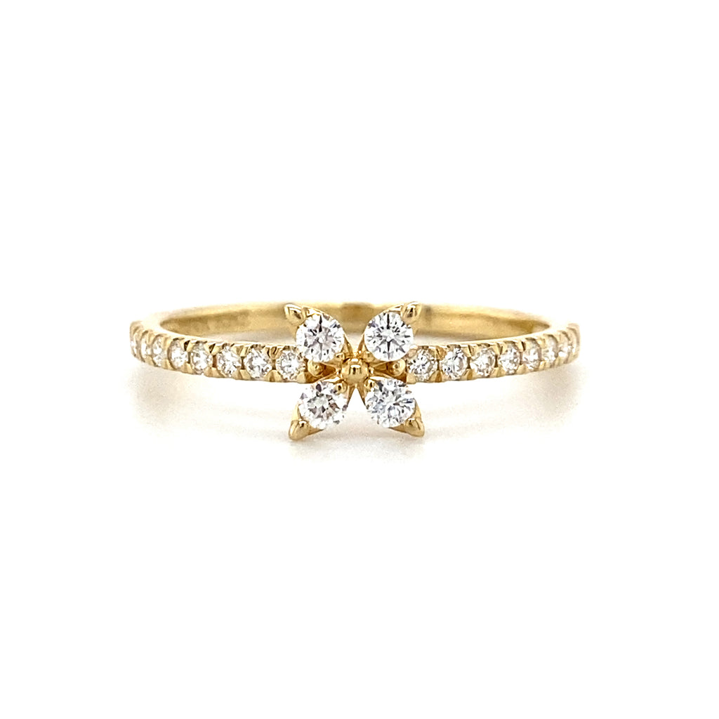 14kt Yellow Gold Diamond Clover Ring