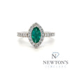 14kt White Gold Marquise Emerald & Diamond Ring