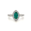 14kt White Gold Marquise Emerald & Diamond Ring