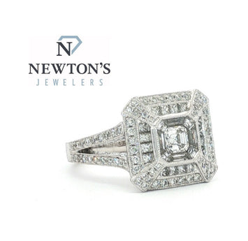 14kt White Gold Diamond Halo Ring