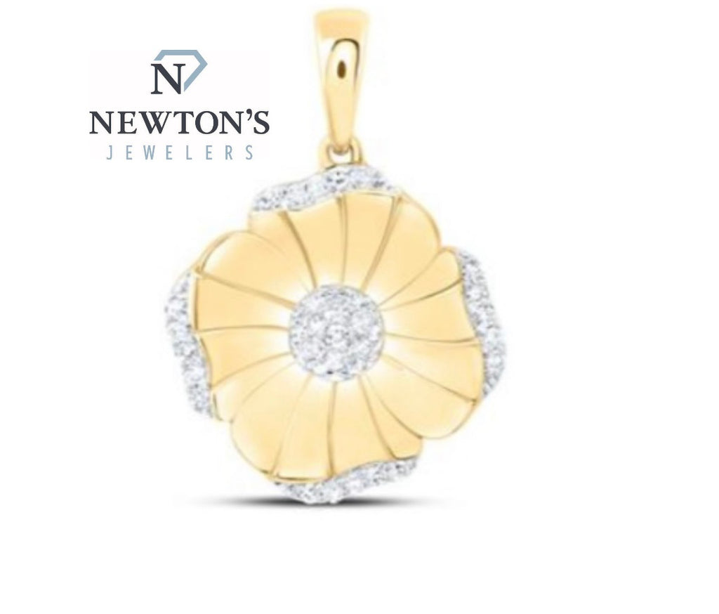 10kt Yellow Gold Floral Diamond Pendant Only