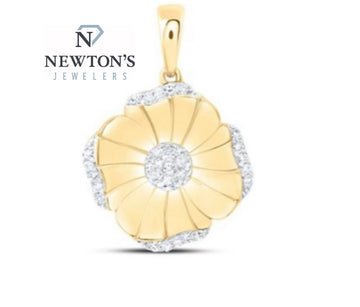 10kt Yellow Gold Floral Diamond Pendant Only