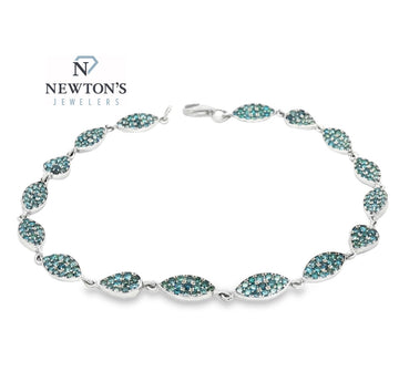 14kt White Gold Blue Diamond Link Bracelet