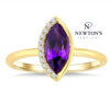 10kt Yellow Gold Marquise Amethyst Ring with Diamond Accents