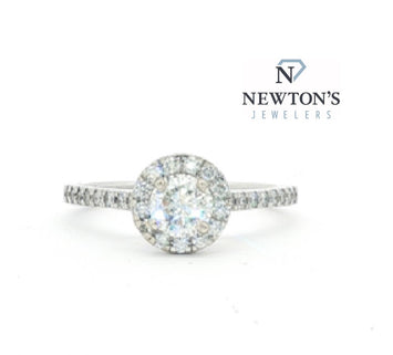 14kt White Gold Diamond Halo Engagement Ring