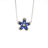 14kt White Gold Sapphire and Diamond Flower Pendant with Chain