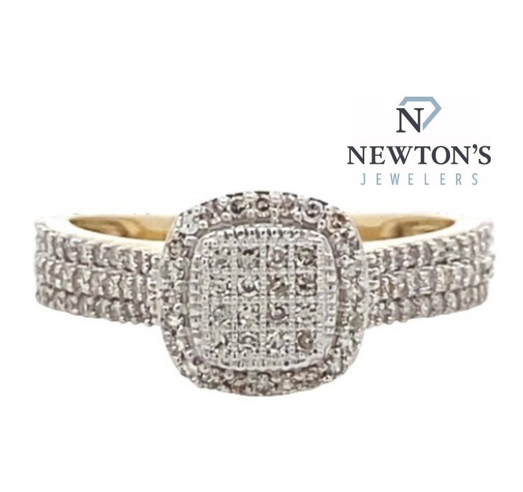 10kt Yellow Gold Diamond Illusion Ring