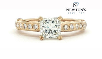 14kt Yellow Gold Princess Cut Diamond Engagement Ring