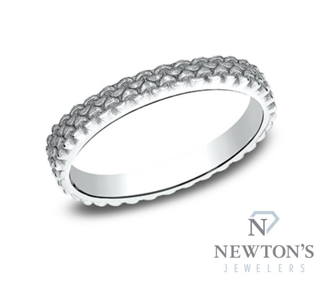 14kt White Gold Textured Stackable Band