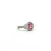 14kt White Gold Pink Tourmaline & Diamond Floral Halo Ring