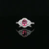 14kt White Gold Pink Tourmaline & Diamond Floral Halo Ring