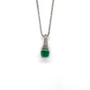 14kt White Gold Emerald and Diamond Pendant with Chain