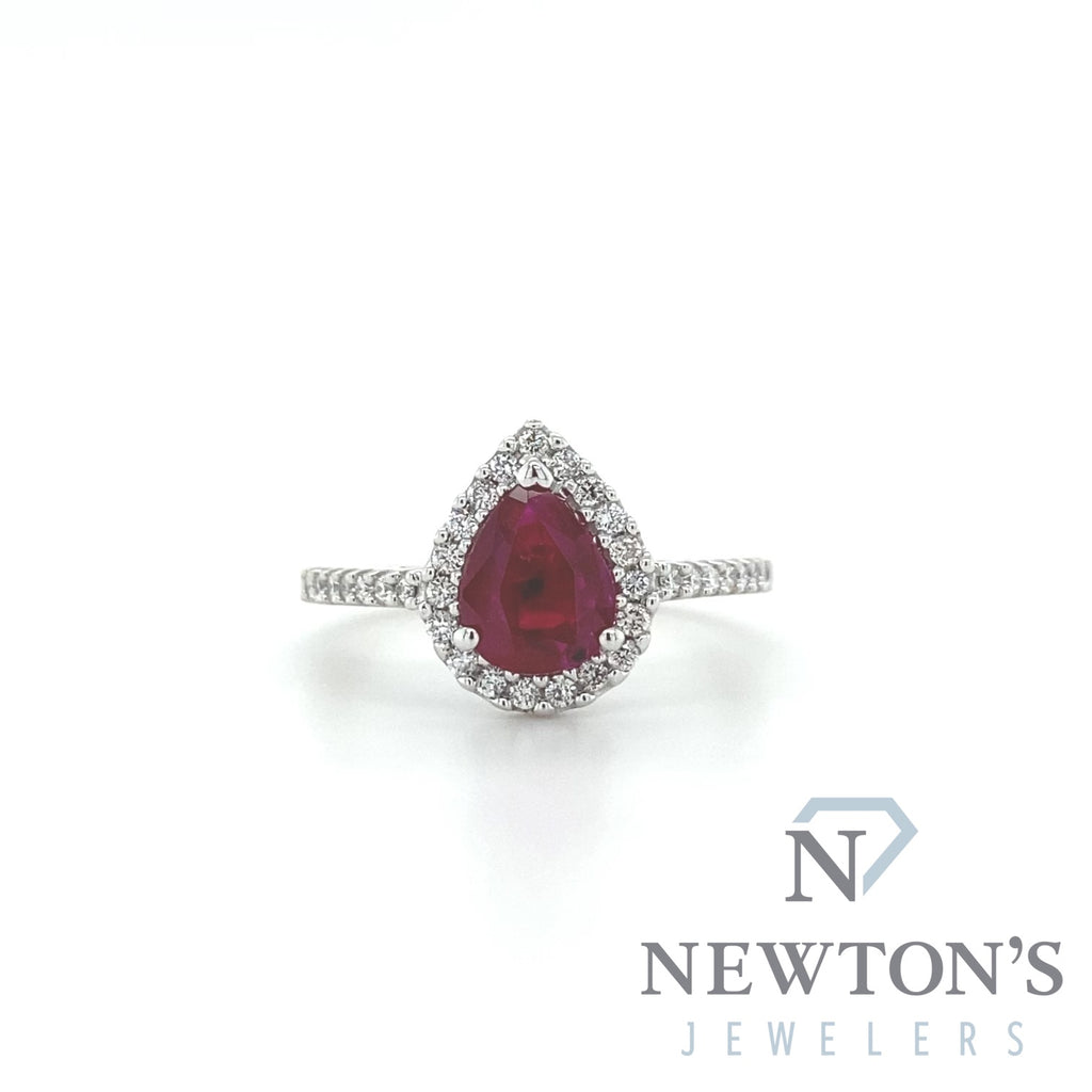 14kt White Gold Ruby & Diamond Fashion Ring