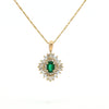 14kt Yellow Gold Emerald & Diamond Starburst Pendant