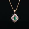 14kt Yellow Gold Emerald & Diamond Starburst Pendant