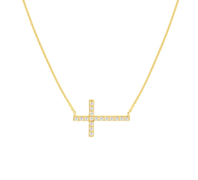 14kt Yellow Gold Diamond Cross Necklace