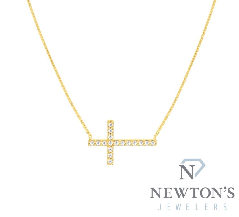 14kt Yellow Gold Diamond Cross Necklace (0.16ct)