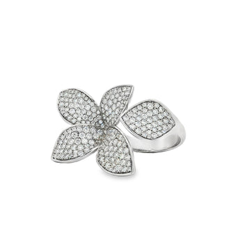 18kt White Gold Diamond Floral Statement Ring