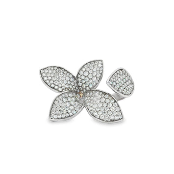 18kt White Gold Diamond Floral Statement Ring